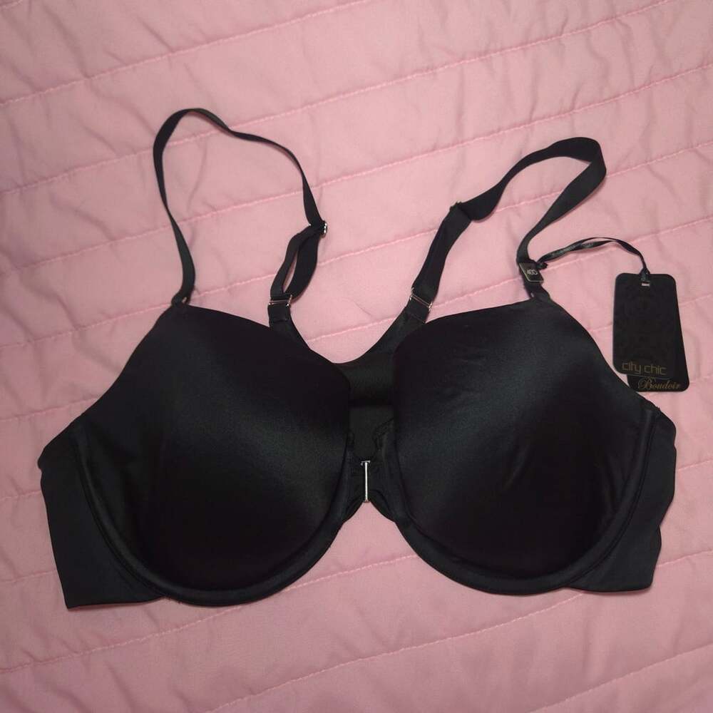 City Chic Boudoir Black Front Close Bra Size 40D